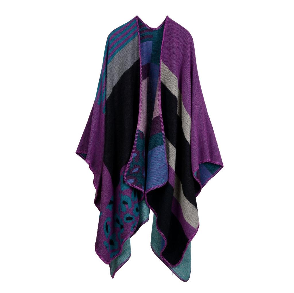 European & American Fashion Jacquard Shawl: Autumn/Winter Warm, Imitation Cashmere, Slit Design, Thickened, Trendy Shoulder Wrap