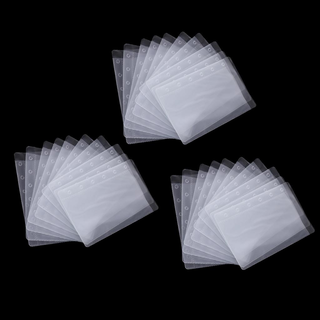 30-Pack A7 Binder Pocket 6 Holes Sleeves PVC Document Filling Bags Folders - Fit for