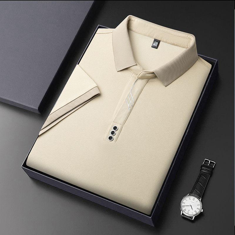 American Business Summer POLO Shirt Men's Niche Short-sleeved Middle-aged Solid Breathable Simple Lapel