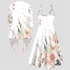 Women Plus Size Two Piece Matching Set Long Sleeve Cover Up Cami Maxi Dress