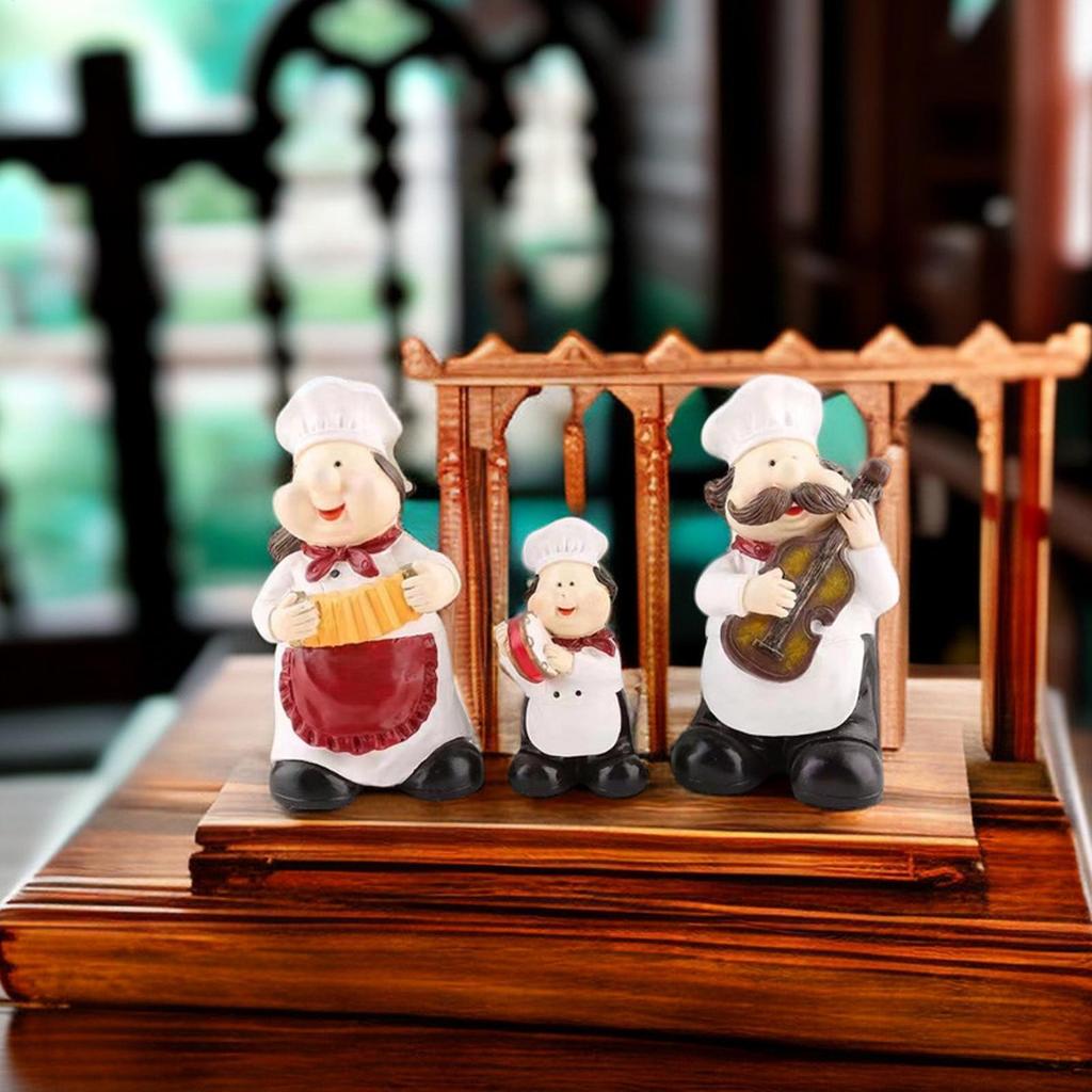 Chef Kitchen Decor 3Piece Decorations Holding Instrument Small Kitchen Decor For Home Dining Restaurant Pantry Theme Room Gnome