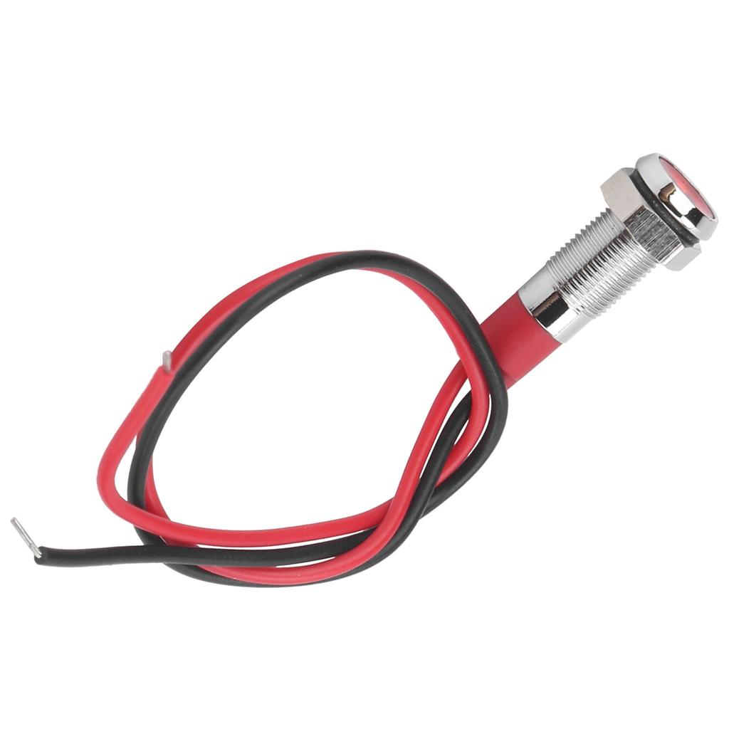 LED Metal Indicator 6mm Waterproof Signal Lamp for Pilot Car Truck Boat with Wire 6VRed
