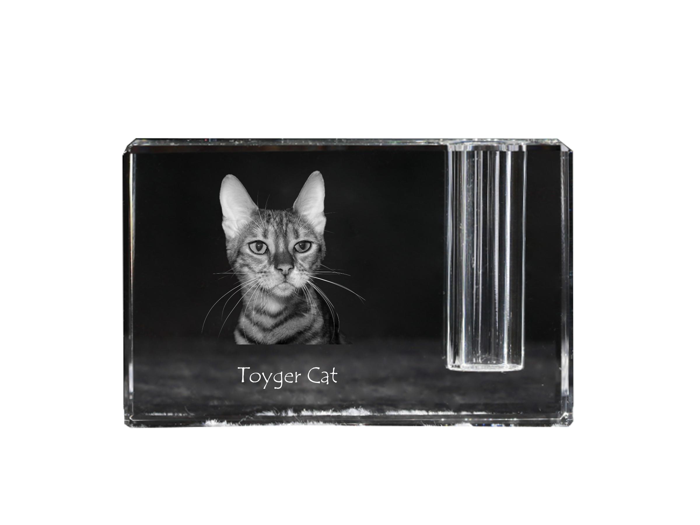 Toyger - Portapenne, organizer in cristallo con foto di gatto, decorazione da scrivania unica del marchio Art-Dog trasparente