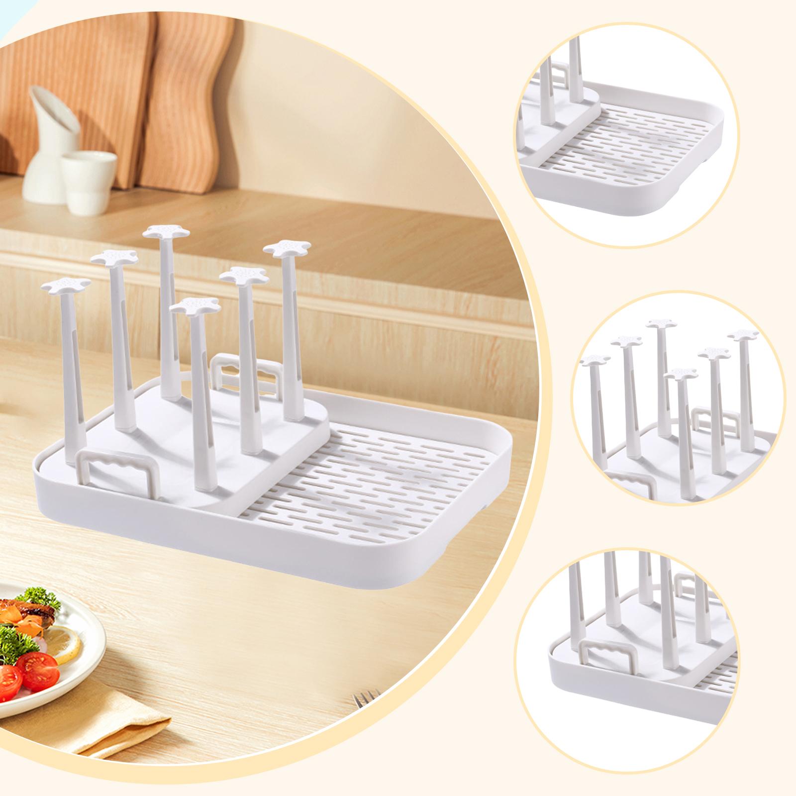 Cup Drying Rack Can Hold 6 Cups Drain Board Drinking Glass Drainer Thickened Cup Holder Rack Kitchen Countertop Restaurant Hotel белый