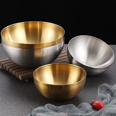 Kreative Ramen-Schüssel aus Edelstahl Koreanische Obstsalatschüssel Goldene Suppenschüsseln Einschichtiges Haushaltsgeschirr Küchenutensilien