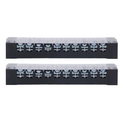 2Pcs Terminal Strip Block Thickened Brass Contactor Fixed Large Current Terminal Strip 15A 600V 10 Positions