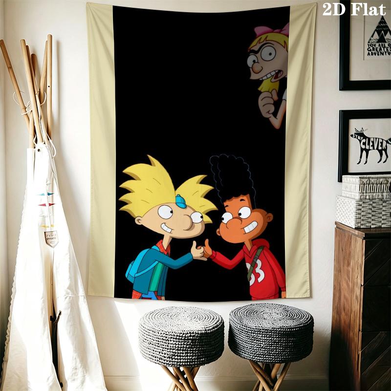 Hey Arnold Wall Tapestry Aesthetic Wall Hanging Printed Fabric Blanket Decorative Tapestries for Bedroom Living Room Home Decor