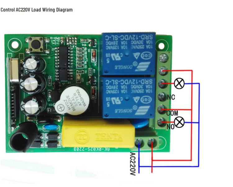 AC220V 2-Channel Remote Light & Appliance Controller with Jog/Self-Lock/Interlock Functions