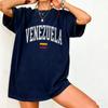Zniszczona Wenezuela Koszulka Unisex Styl Vintage Varsity Grafika z Flagą Wenezueli T-shirt z Nadrukiem Prezenty z Ameryki Łacińskiej Top