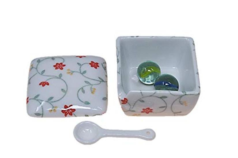 Tamatebako Condiment Made In with Condiment Container for Commercial ACSWEBSHOP Original Container, Japan, Ceramic, Spoon, Ichimi, Salt, Sansho,