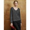 ELLE Grey Studded V-Neck Sweater