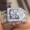 WOSIKATE Luxury Men's Zirconia Ring  CopperWith 18K Gold Plated Engagement Ring Fashion Jewellery Business Rings For Men