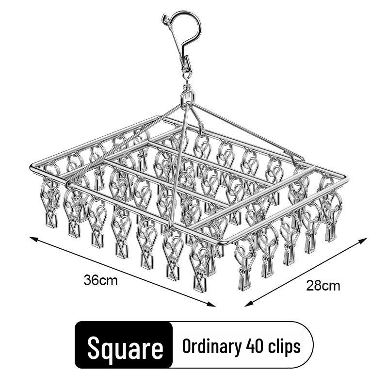 Wielofunkcyjny stojak do suszenia ubrań ze stali nierdzewnej z 20 klipsami do akademików i domów