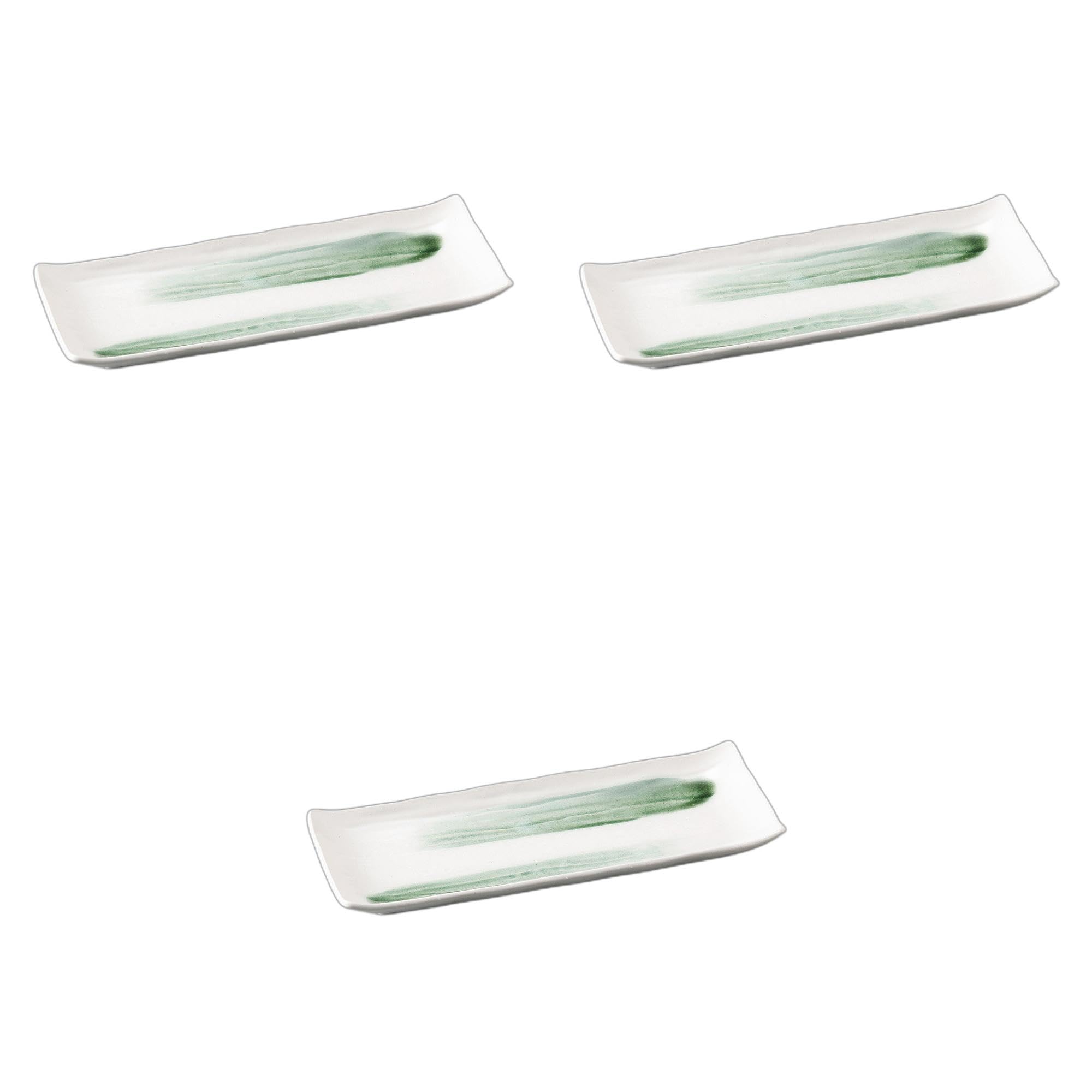 

Setomonohonpo Набор из 3 тарелок Орибэ с мазками васаби Соги Якимоно x 11 x Керамические длинные тарелки (Сэтомонохонпо) [27.5 3см]