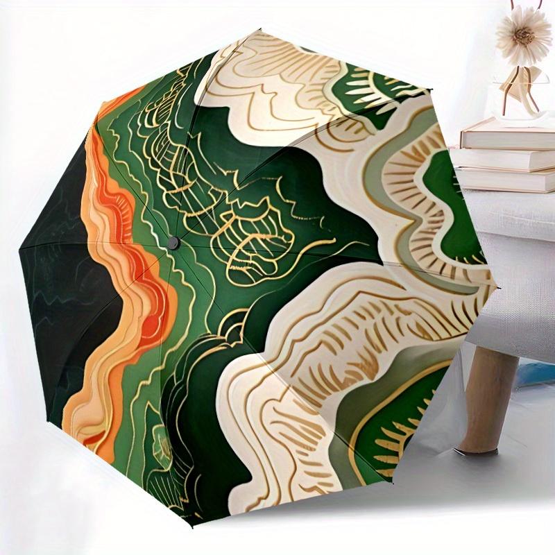1pc Abstract Patterns Automatic Open/Close Umbrella, Portable Folding Umbrella for Travel, Themed Events, It is suitable as a gift for various festiva