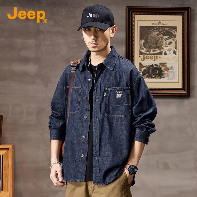 JEEP Men's Casual Denim Long-Sleeve Shirt