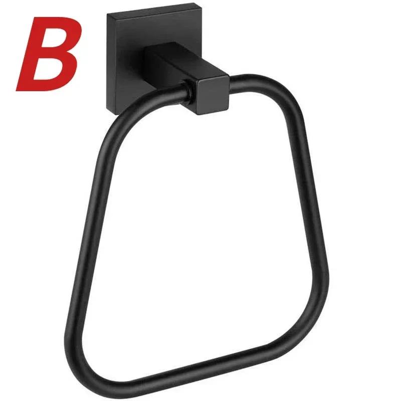 Matte Black Suction Cup Towel Ring Stainless Steel Hand and Face Washcloth Holder Dish Towel Hanger for Shower and Bathroom Wall