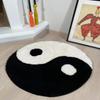 Soft Plush Yin Yang Symbol Circular Geometric Carpet for Living Room Bedroom Chinese Home Decorative Floor Mat