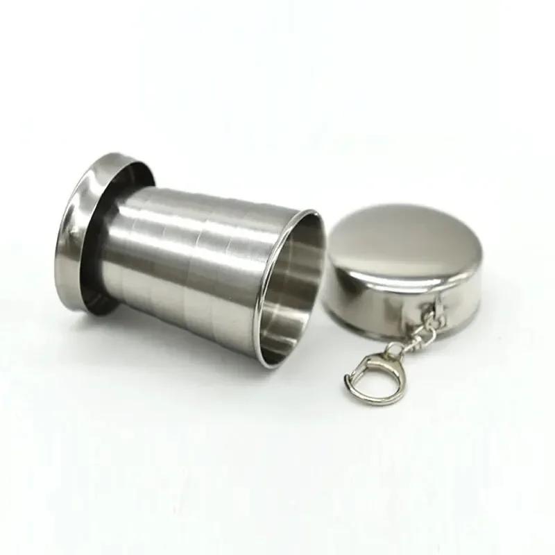 Stainless Steel Travel Carry-On Outdoor Wine Glass Portable Telescopic Water Cup Folding Wine Teacup Large Small and Medium-Size