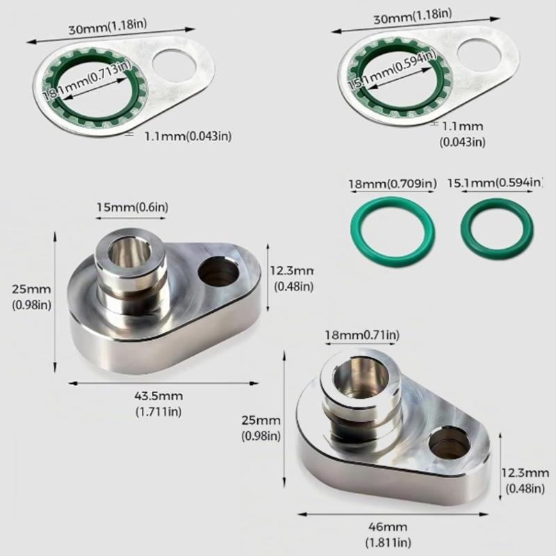 Aluminium-Blockierungsplatten-Kit für die hintere Klimaanlage mit passendem Sperrhardware und Dichtungssatz für Reparaturarbeiten an den hinteren Serviceleitungen