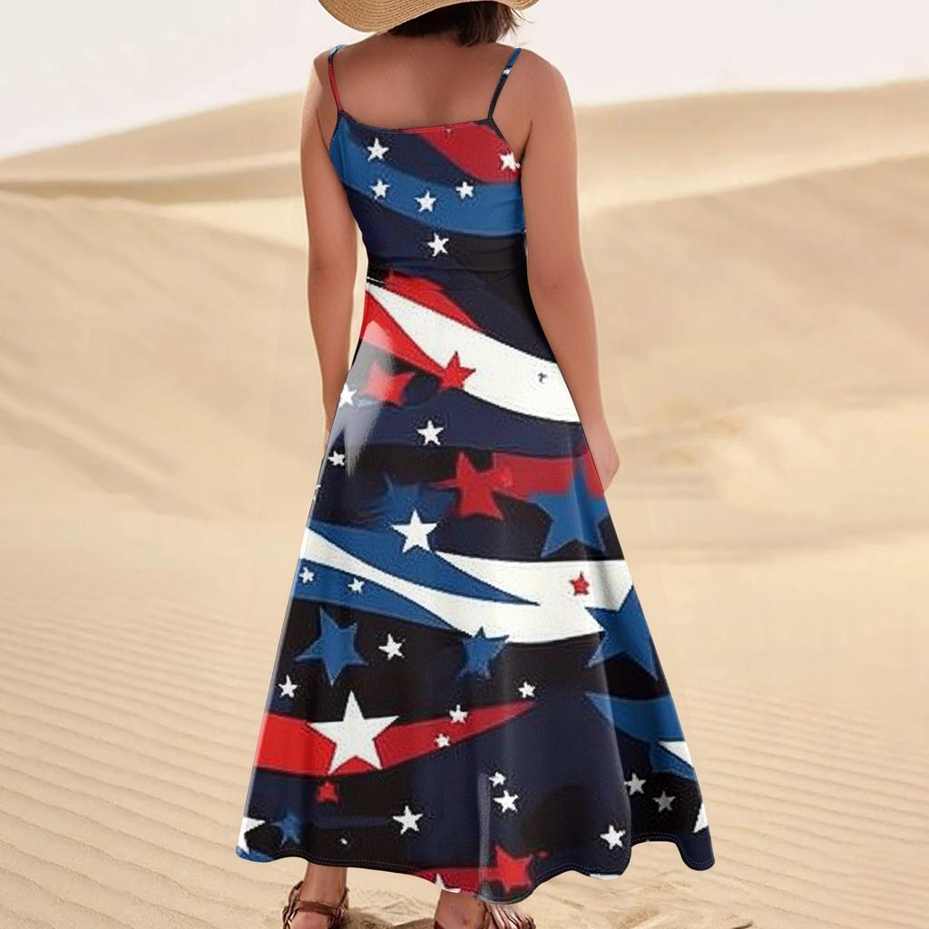 Women's Summer Dress Casual Loose Print Long Beach Vacation Dresses