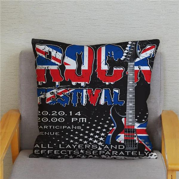 Home Decor Rock Music Print Pillowcases Bedroom Cushion Covers