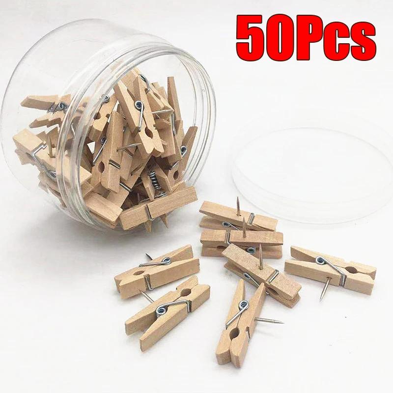 Xiaomi 50Pcs/Box Wooden Clip with Pin Colorful Photo Wooden Clip Felt Board Cork Wall Decoration Push Pin Office Stationery