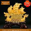 Large Gold Sailboat Ornament for Living Room, Entryway, or Office - Attract Wealth & Ideal for Housewarming or Opening Gifts