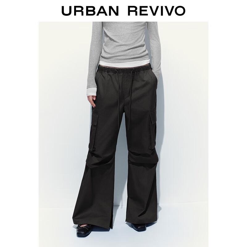 

UR 2025 Autumn Women s Casual Cargo Drawstring Flared Pants XS