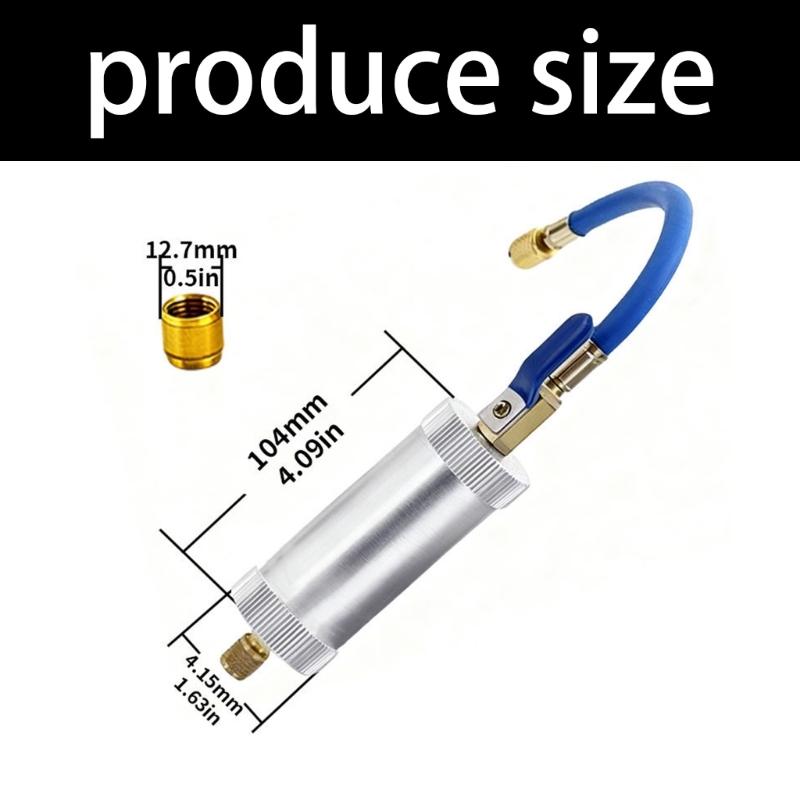 Solid Metal High Pressure AC Refrigerants Oil Injector Oil Injection Tool With 2oz Tank For Quick Refrigerants Servicing