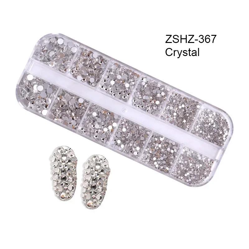750 Stück Nagelkunst-Dekorationen, AB-Kristall-Nagel-Strasssteine in mehreren Größen, flache Unterseite, kristallklare Diamant-Edelsteine, DIY-Nägel, Glitzer