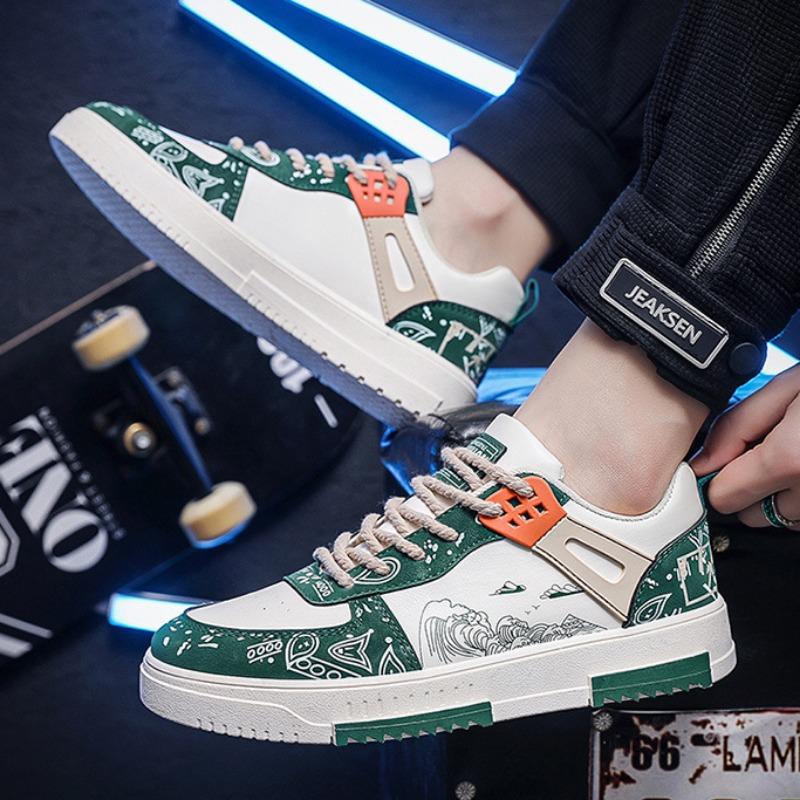 Herren Skateboard Schuhe Flats Schuhe Mode Heißer Verkauf Welle Blume Lässige Sneaker Jugend Student Leder Freizeitschuhe Laufschuh