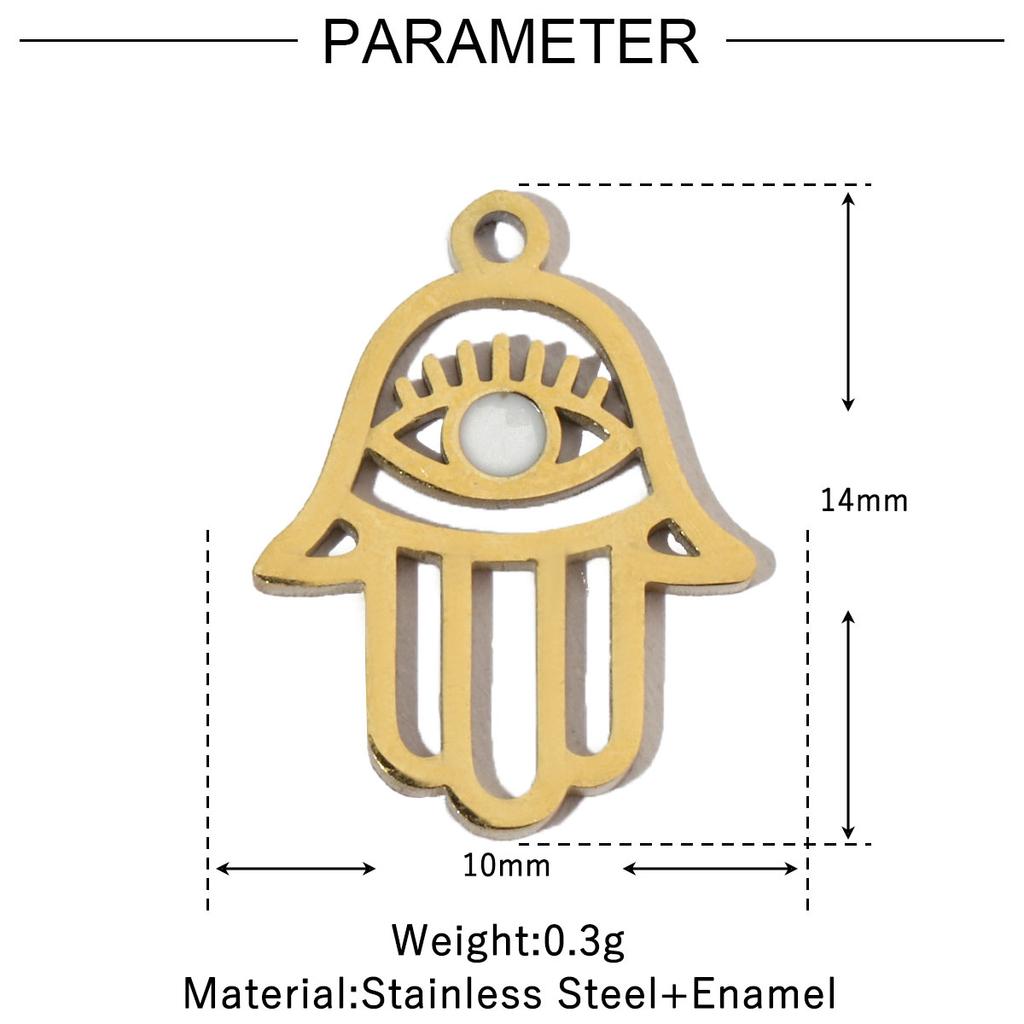 3pcs/Lot Enamel Hamsa Hand DIY Earrings Charms Heart Eye Neaclace Pendant Stainless Steel 14K Gold Color Jewelry Accessory