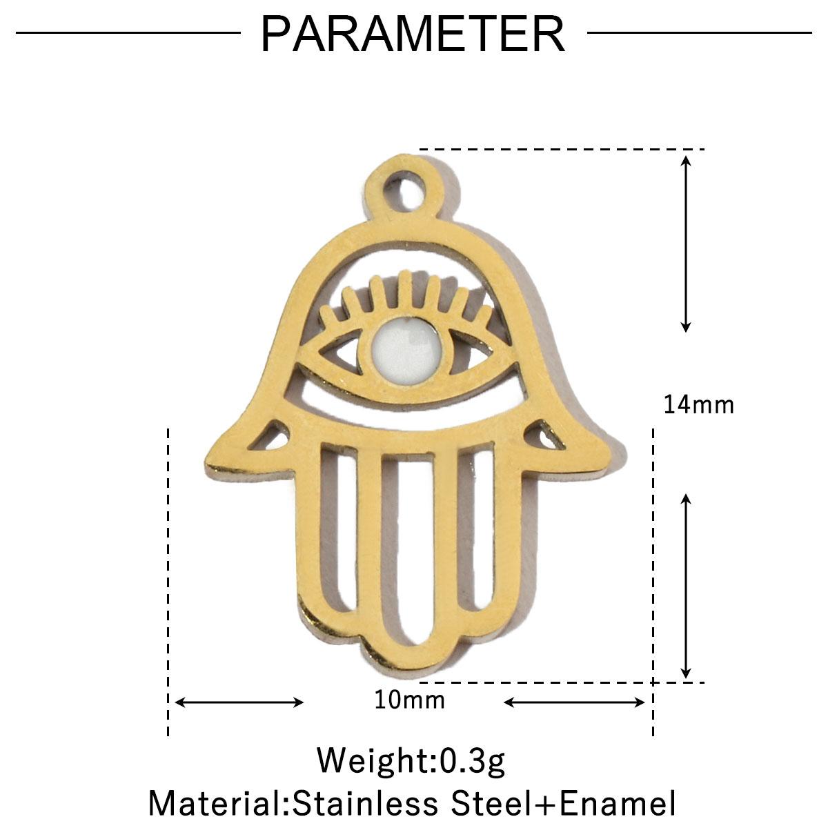 

3pcs/Lot Enamel Hamsa Hand DIY Earrings Charms Heart Eye Neaclace Pendant Stainless Steel 14K Gold Color Jewelry Accessory