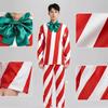 Christmas-Themed Adult Costume Two-Piece Striped Holiday Long-Sleeved
