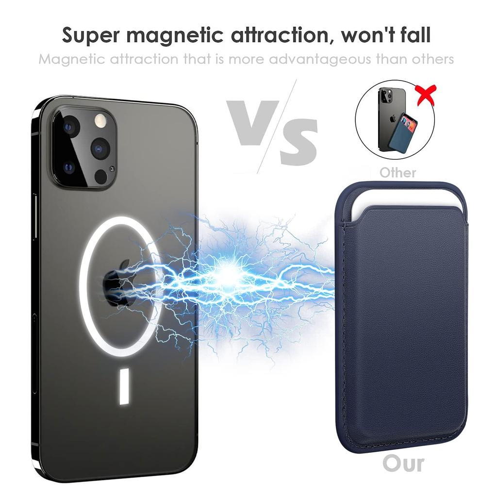 MagSafe Compatible Magnetic Wallet for iPhone Leather Card Case with RFID Skimming Strong Slim Design [WALLFID] 17/16/15/14/13/12 - Protection,