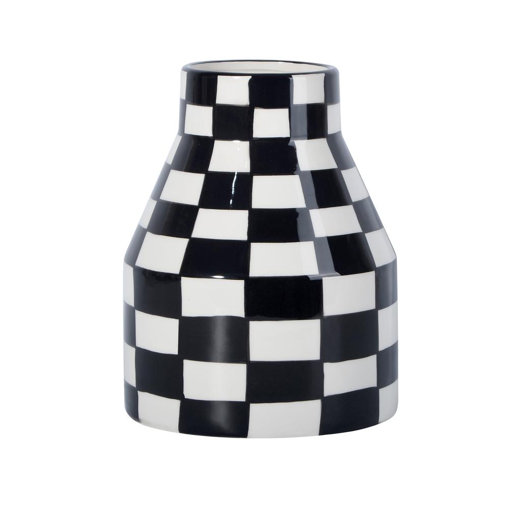 Geometric Black and White Checkered Ceramic Vase Tall Flowerpot Terrarium Flower Vase Home Decoration Accessories