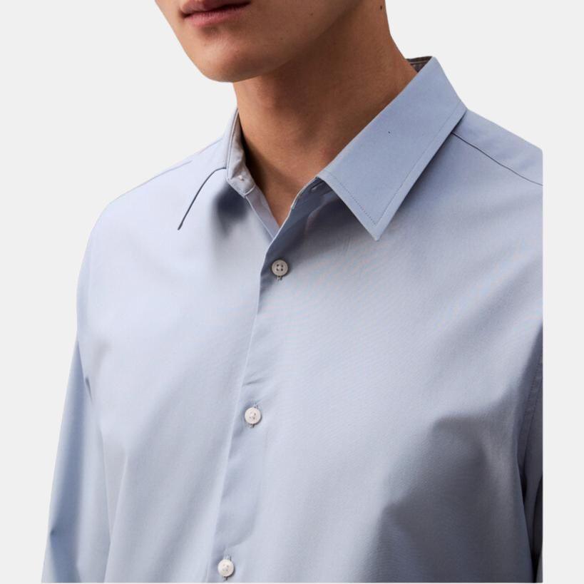 Calvin Klein Minimalist Comfortable Versatile Stretch Slim Fit Button Long Sleeve Shirt Men Shirts Gray Blue 40BM127-4KX
