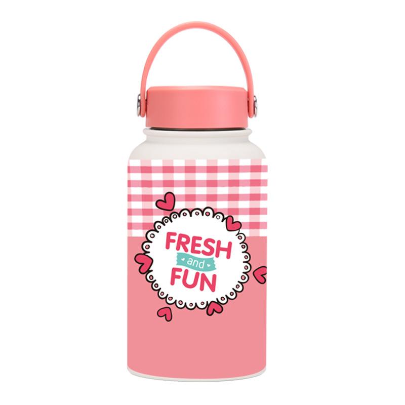 650Ml Thermos Cup Wide Mouth Portable Vacuum Children'S Student Sports Kettle Outdoor Printing Water Cup