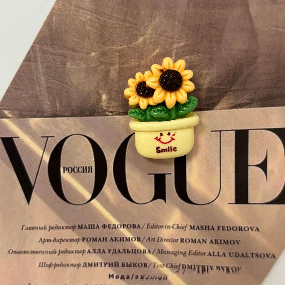 5pcs Funny Sweet Small Sunflower Potted Plant Refrigerator Magnets Creative Mini Fridge Magnet Decorative