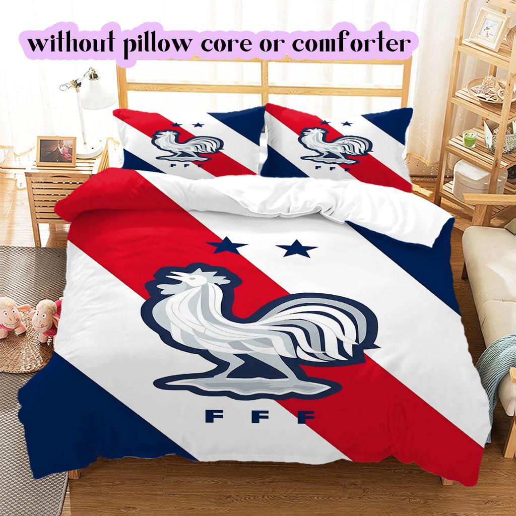 France Football Soccer Pattern Bedding,Quilt Set Quilt Cover Pillowcase Home Birthday Gift (1*duvet Cover+2*pillowcase,without Core)