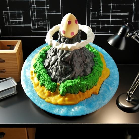 3D Printed Island Ornament Dinosaur Egg Island Figurine Statue Home Office Desktop Miniature Fantastic Island Model Decoration