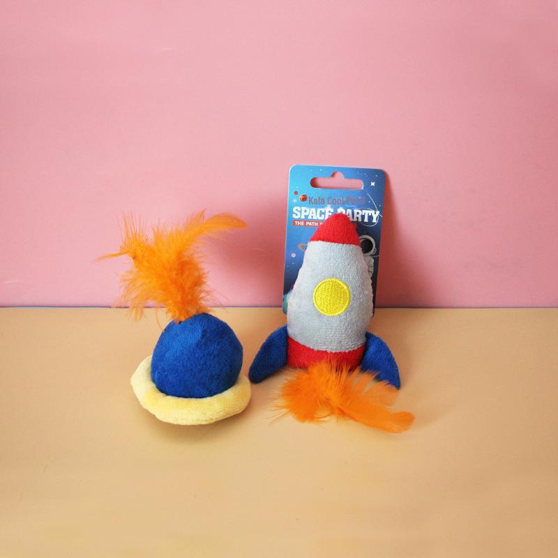 New Aviation Series: Interactive Rocket Flying Saucer Plush Cat Toys