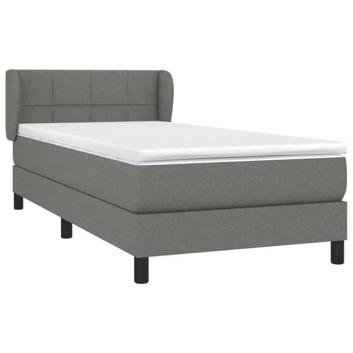 3126214 vidaXL Lit à sommier tapissier avec matelas Gris foncé 90x200 cm Tissu