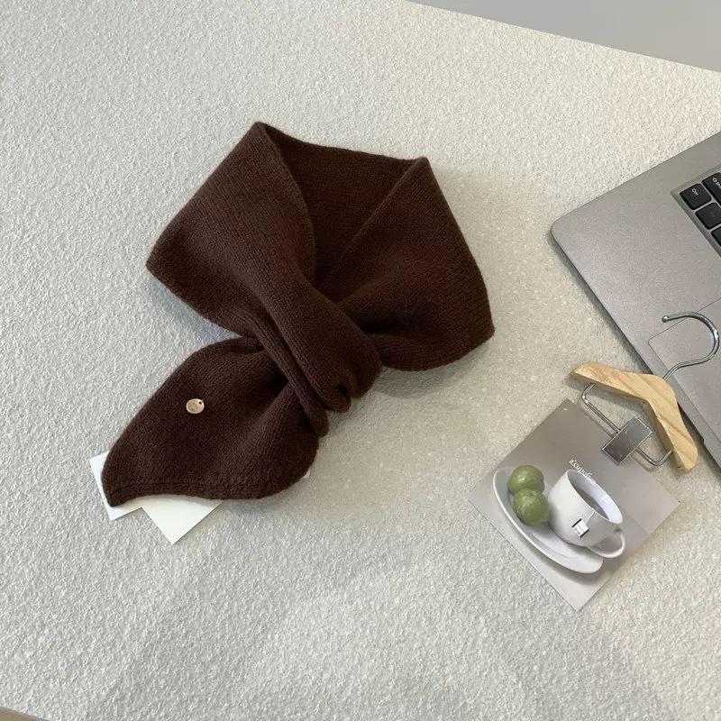 Warm Winter Wool Knitted Scarf To Keep Warm Student White Collar Portable Scarf