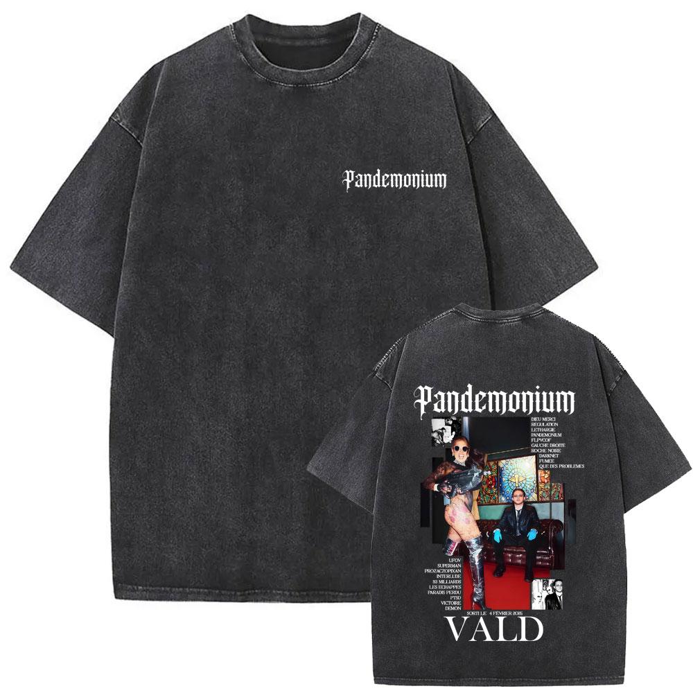 Rapper Vald PANDEMONIUM Album Graphic Washed T Shirts Men Women Hip Hop Fashion Pop Music Streetwear Male Casual Cotton T-shirt S разноцветный