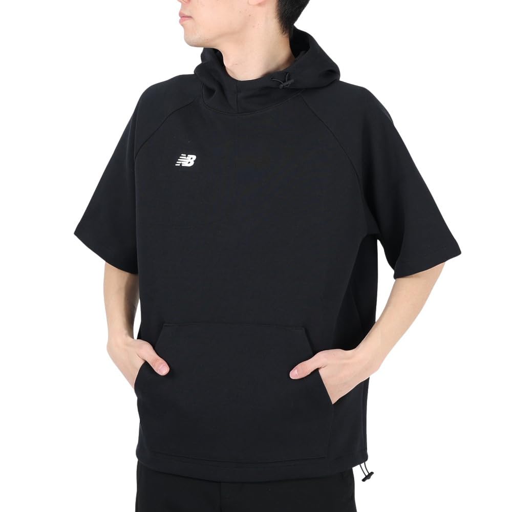 New Balance BP Fleece Hoodie Short Sleeve Top (MT41708) Men's Baseball Short Sleeve Training Shirt, Black