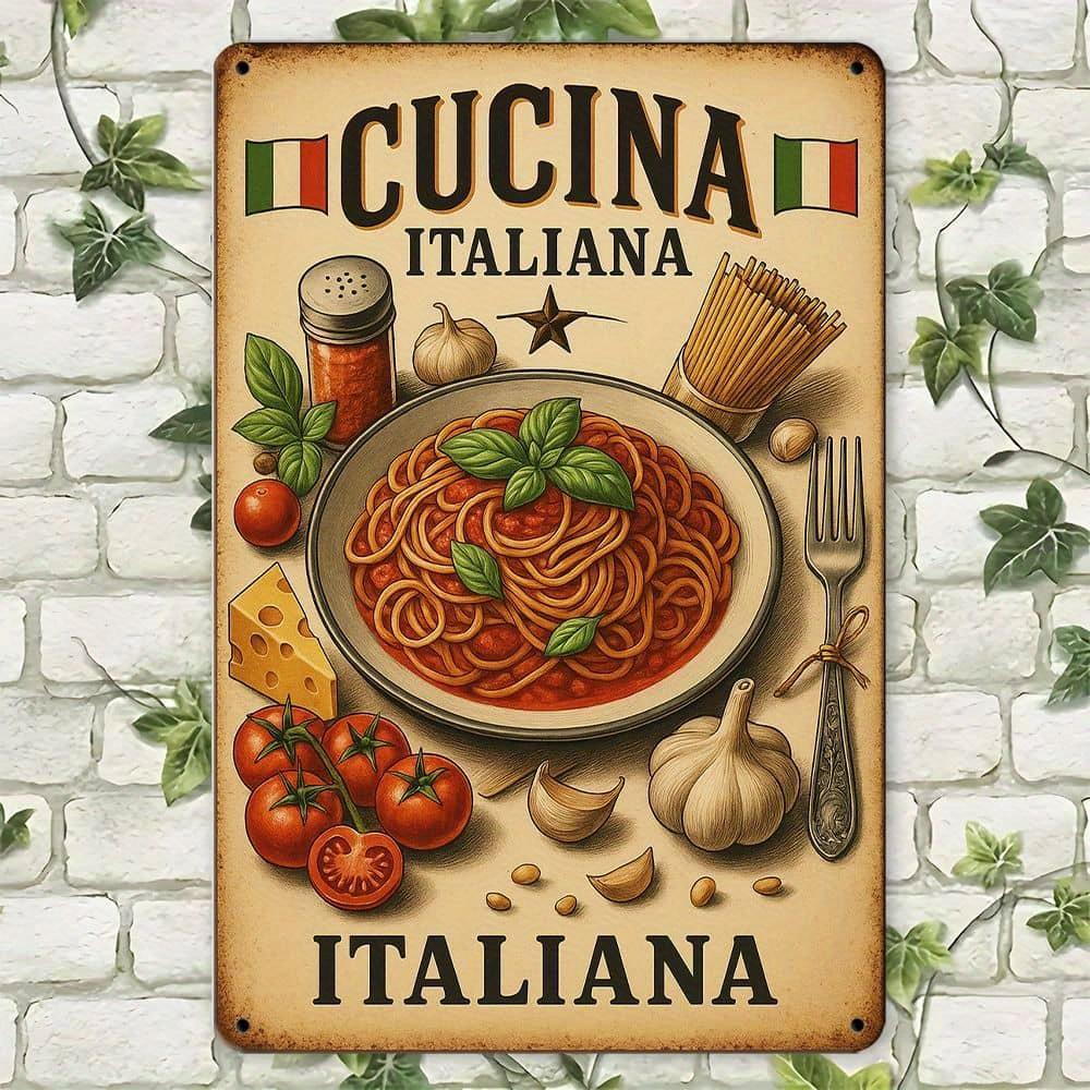 

Spaghetti Carbonara Metal Sign - Vintage Italian Cuisine Decor for Kitchen & Bar Walls чистый