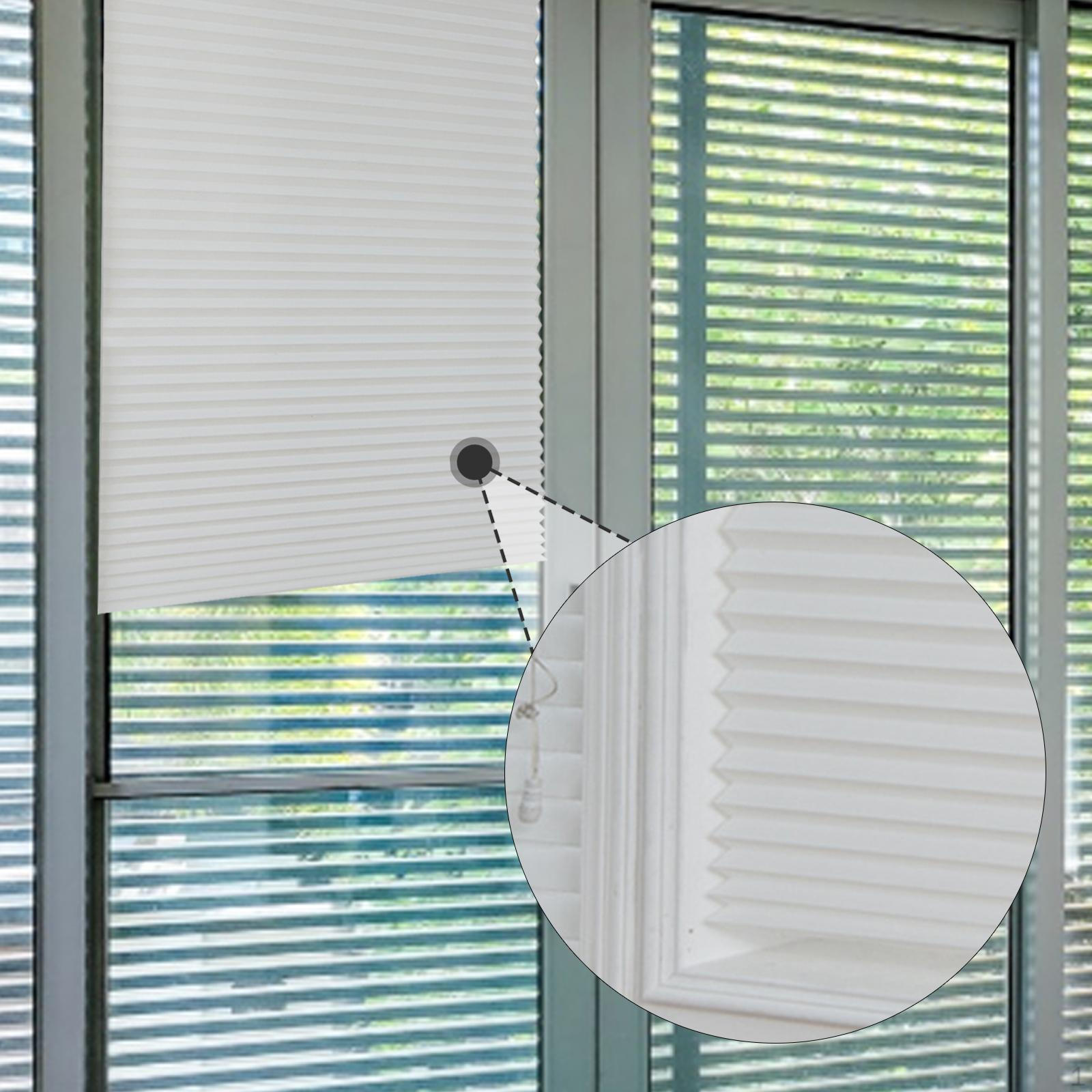

Blackout Curtain Window Pleated Shades Cordless Lift Multipurpose Heating Insulation Peel and Sticky White S