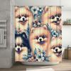 Pomeranian Pattern Waterproof Shower Curtain - Creative Pet Shower Curtain Bathroom Divider Cute Dog Design Waterproof